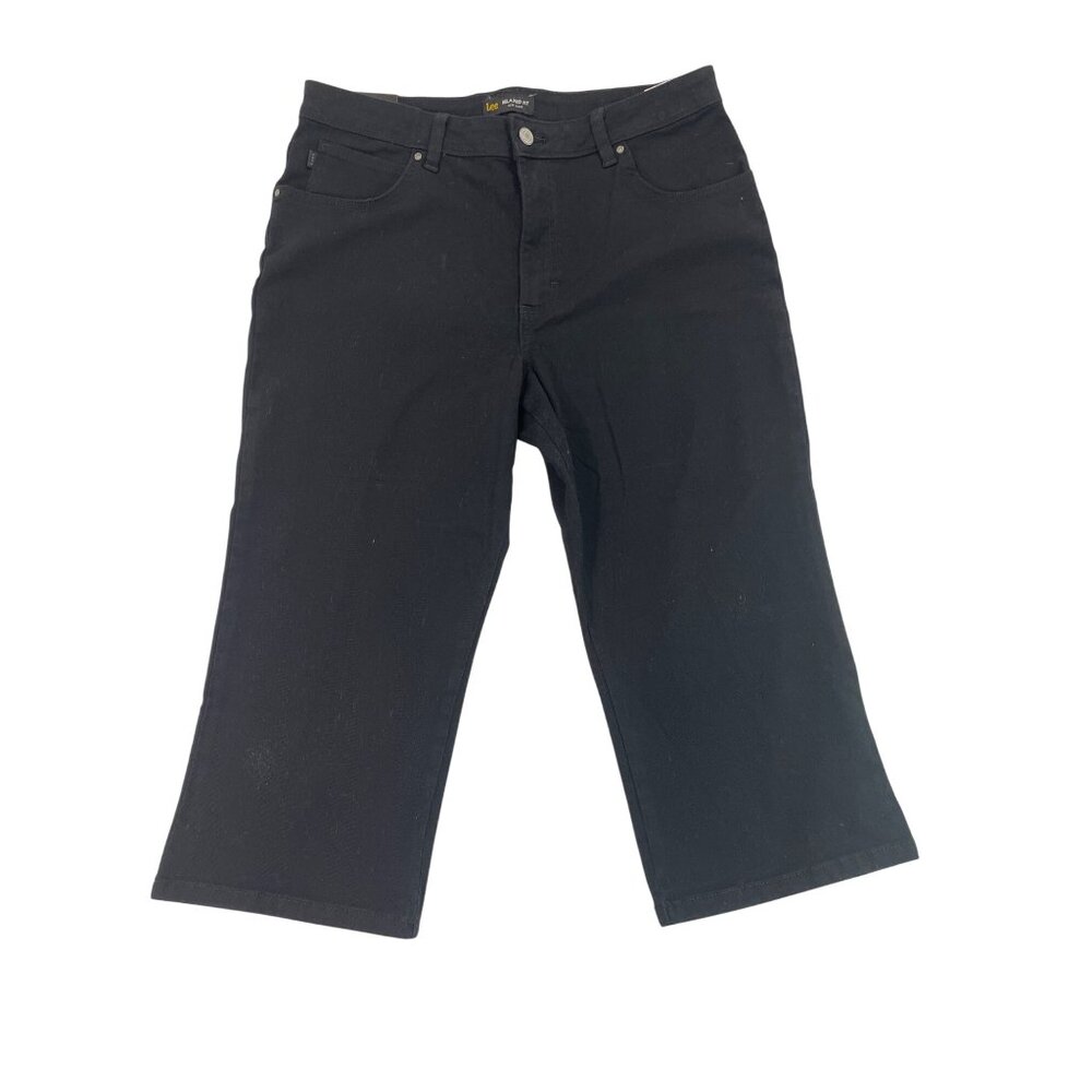 Lee Womens Relaxed Fit Mid-Rise Black Capri Jeans Size 14 - New